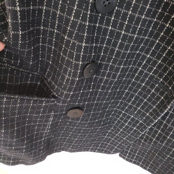 Vintage Donna Karan NY Wool Blazer Double Breasted Plaid size 10 Longline Career - Picture 13 of 14